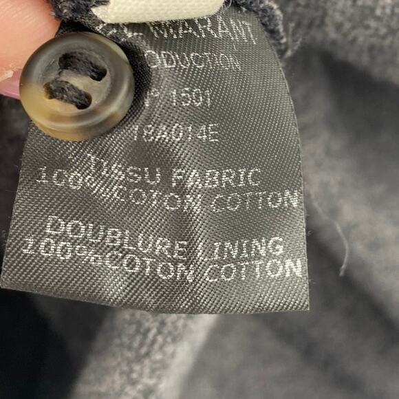 Isabel Marant Etoile Dules Ruffled Shirt Twill Mockneck Cotton Plaid Gray 12 - Picture 8 of 9